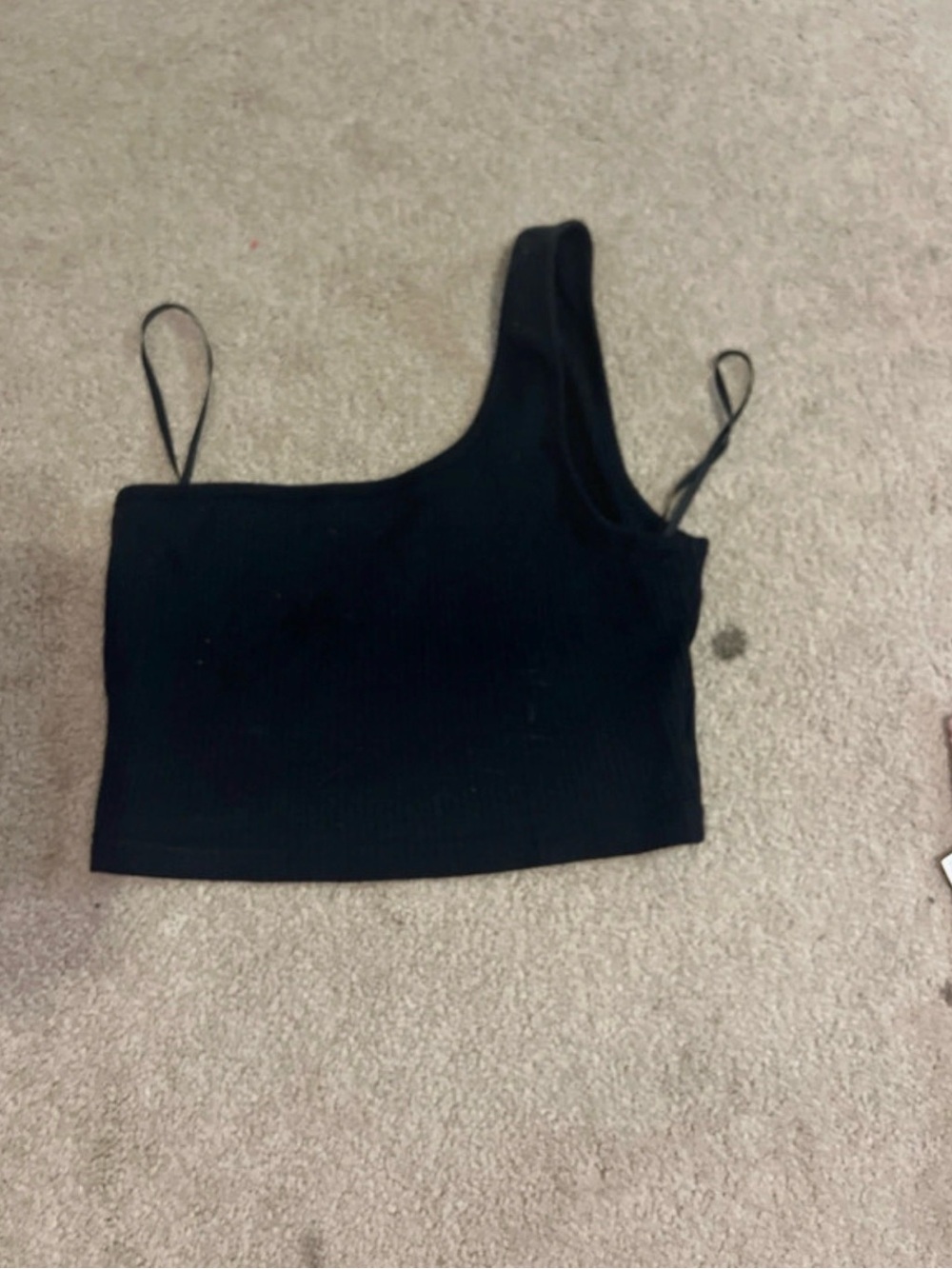 SHEIN Black One-Shoulder Cropped Tank
